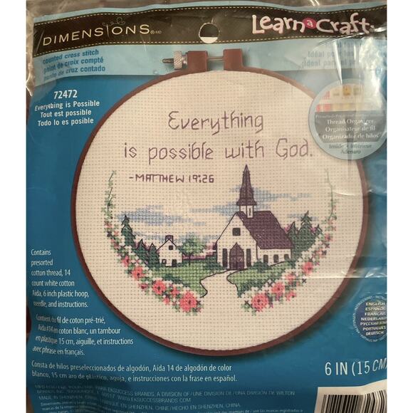 Counted Cross Stitch Everything IS Possible With God -2004 Dimensions 72472 New - Picture 3 of 6
